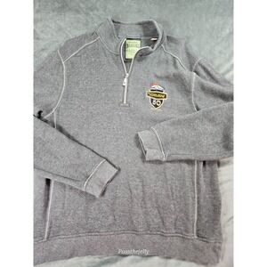 Tommy Bahama Denver Broncos Super Bowl 50 Large 1/4 Zip Pullover Sweater‎ Grey